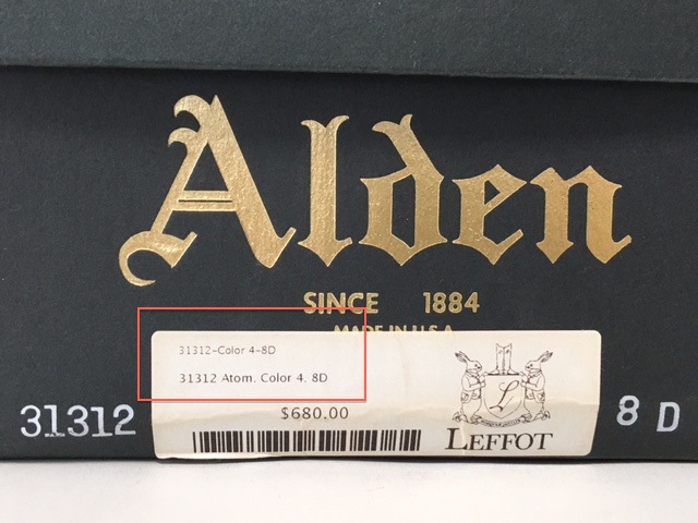 オールデン 愛知県のお客様より、オールデン ALDEN LEFFOT別注 NO.4コード